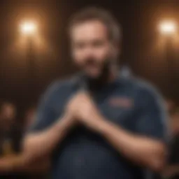 Tom Segura performing stand-up comedy on stage