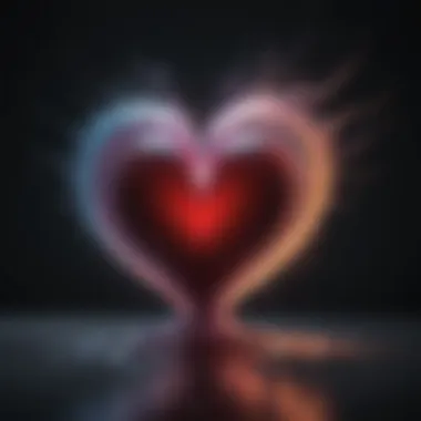 Resonance of Emotion An abstract representation of sound waves emanating from a vibrant heart