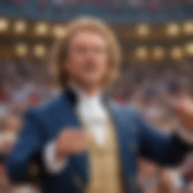 The Charismatic Conductor André Rieu conducting his orchestra during an outdoor concert