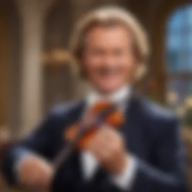 The Heartfelt Virtuoso André Rieu with violin in hand, smiling