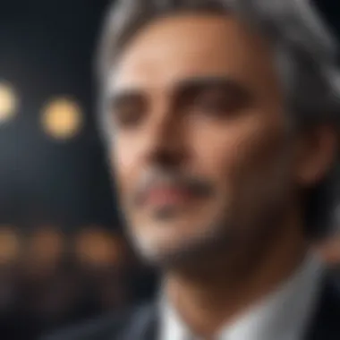 Close-up of Andrea Bocelli during a concert