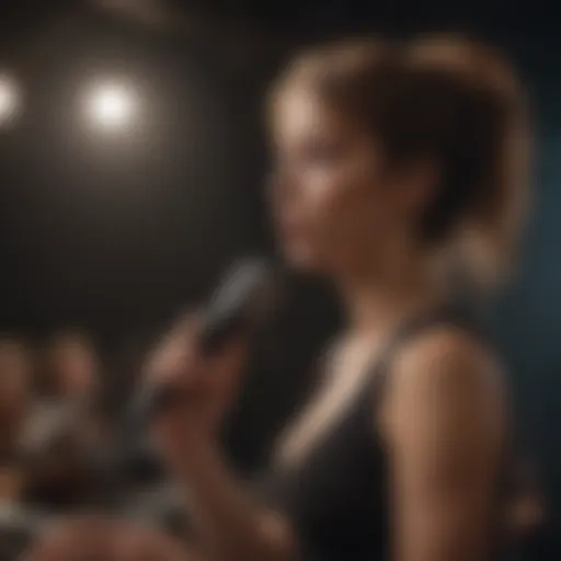 Andrea Penrose performing on stage with passion