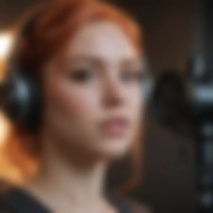 Close-up of Avery Sunshine during a recording session in the studio