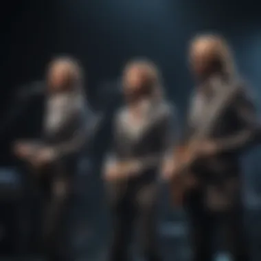 The Bee Gees performing on stage during their peak years