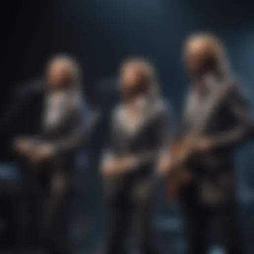 The Bee Gees performing on stage during their peak years
