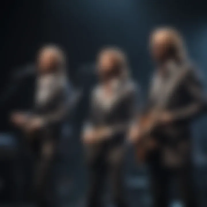 The Bee Gees performing on stage during their peak years