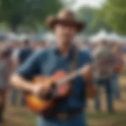 Vibrant crowd enjoying live bluegrass music at the festival