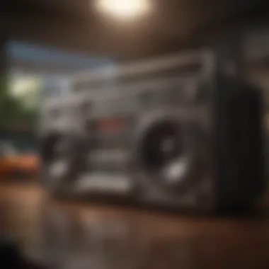 A Glimpse into the Classic Boombox Era Vintage boombox showcasing retro design and features