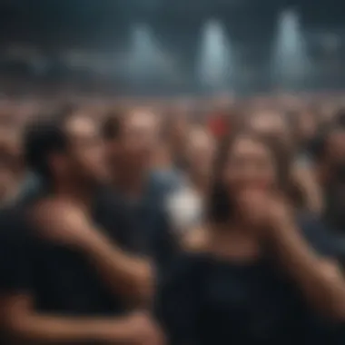 A diverse group of fans experiencing a shared moment at a concert.