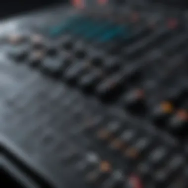 Digital Audio Workstation Interface A close-up of a digital audio workstation displaying complex tracks