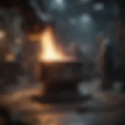 Historical depiction of crucible steel production