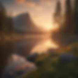 A peaceful nature scene with a soft sunset, evoking tranquility and inspiration.