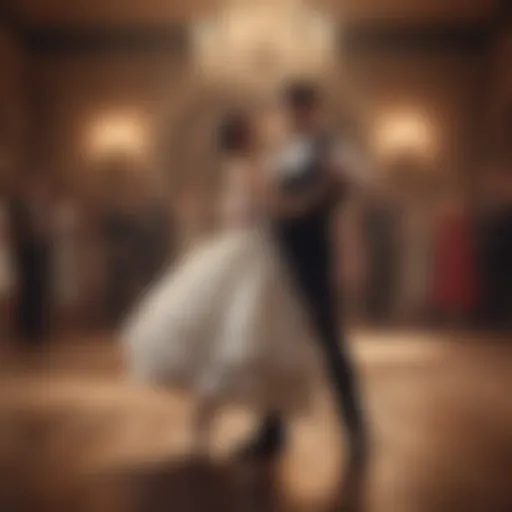 A couple dancing together at their wedding