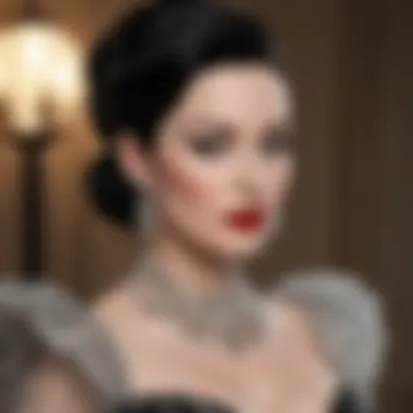 A close-up of Dita Von Teese's elaborate makeup and hair design, reflecting her artistic vision.