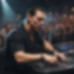 DJ Tiësto captivating the crowd with his electrifying performance in Las Vegas.