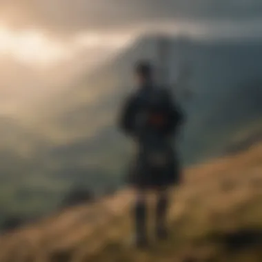 Traditional Scottish Bagpipes in the Highlands Traditional Scottish bagpipes showcased in a scenic Highland setting