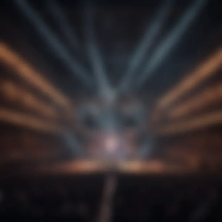 A visual representation of the concert venue filled with lights