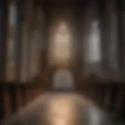 A serene depiction of a church interior reflecting Catholic traditions
