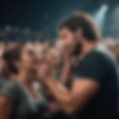 An emotional moment during a live performance, capturing the connection between the band and their fans.