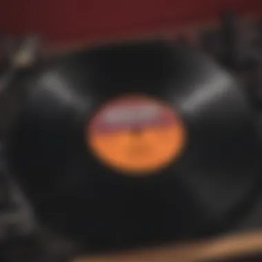 A close-up of a vintage vinyl record, reflecting the depth of sound and history within the music associated with Burgundy.