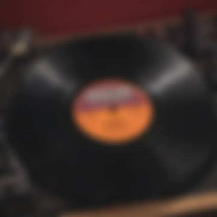 A close-up of a vintage vinyl record, reflecting the depth of sound and history within the music associated with Burgundy.