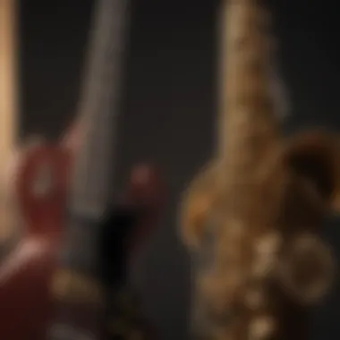 Guitar and Saxophone Duet A close-up of a fusion guitar and saxophone duet, highlighting their unique tones