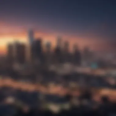 An iconic Los Angeles skyline with a jazz theme