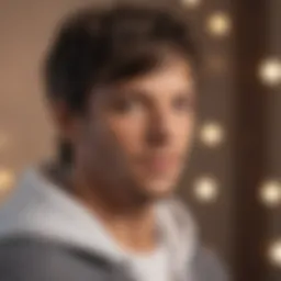 Collection of Louis Tomlinson merchandise including apparel and accessories.