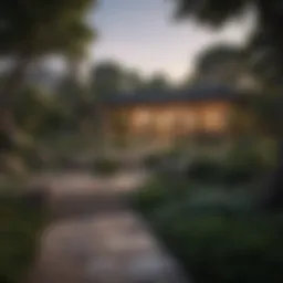 A serene view of Michael Bublé's home exterior surrounded by lush greenery.