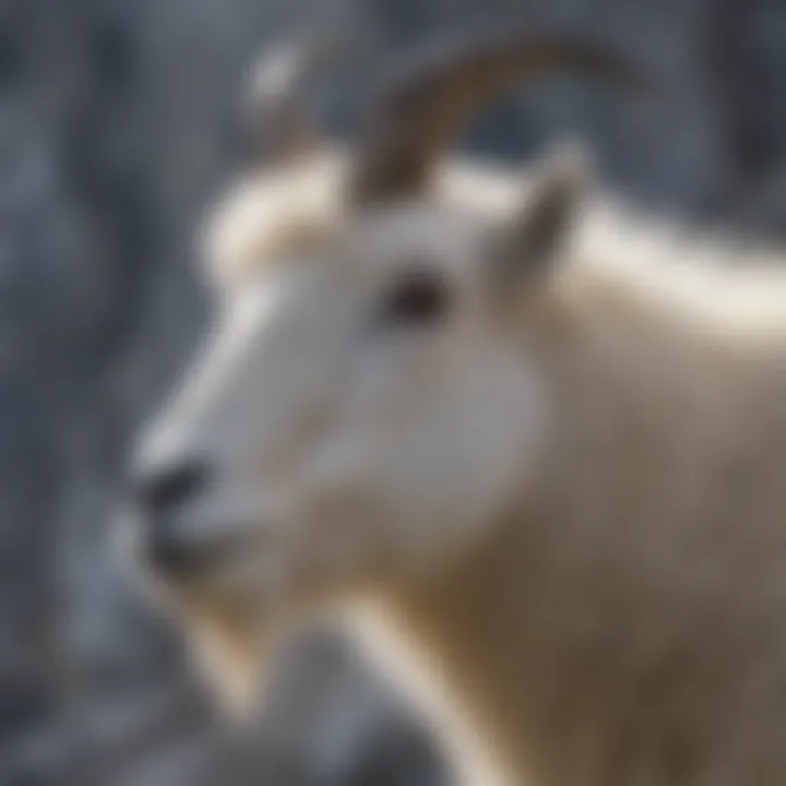 Close-up of mountain goat's unique physical features