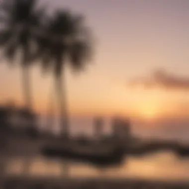 Scenic view of Pilates practitioners at Venice Beach during sunrise