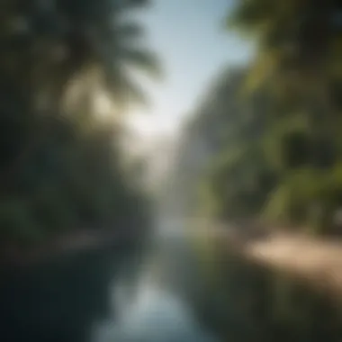 Serene Lush Landscape of a Romantic Getaway Lush tropical landscape on a serene island