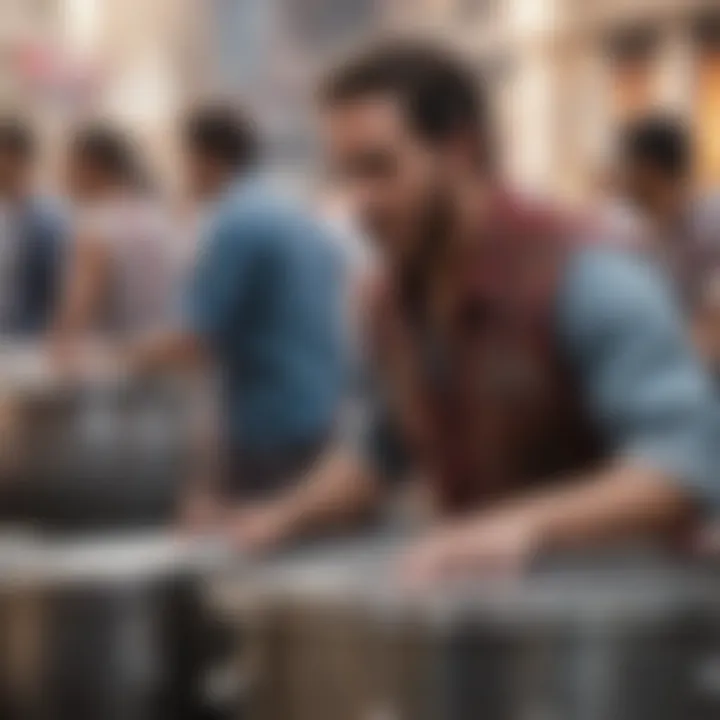 Musicians performing with steel drums at a festival