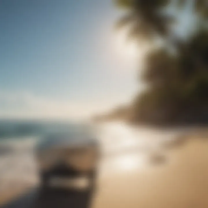 A serene beach scene with steel drums