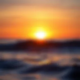 The tranquil waves of the ocean reflecting the evening sun