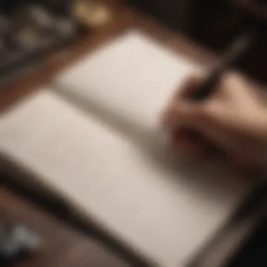 Close-up of Locksmith writing lyrics in a notebook