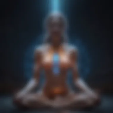 An ethereal representation of the astral aura radiating around a figure meditating.