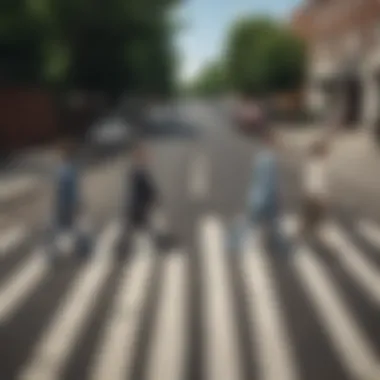 The iconic Abbey Road album cover featuring The Beatles