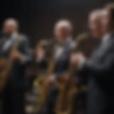 An iconic jazz ensemble captured during a live performance.