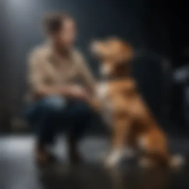 An artist performing with a dog on stage, showcasing their bond