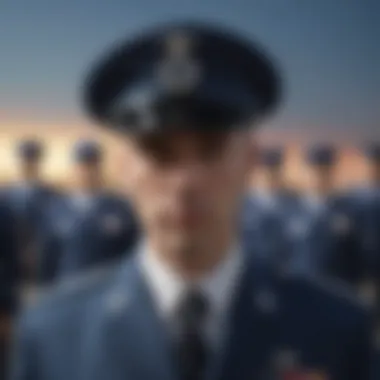 Ceremonial display of Air Force uniforms emphasizing color symbolism