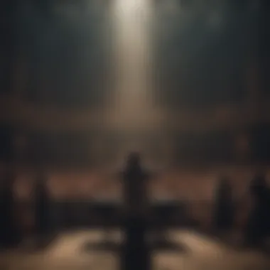 Folklore in Concert A striking visual of a concert scene infused with themes of folklore and mythology