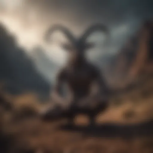 A dark and atmospheric representation of an incubus figure in a surreal landscape