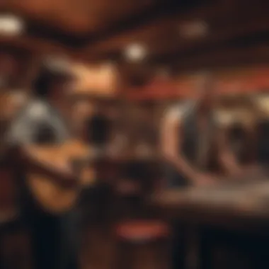 Artistic representation of local musicians performing at the Crazy Horse Saloon