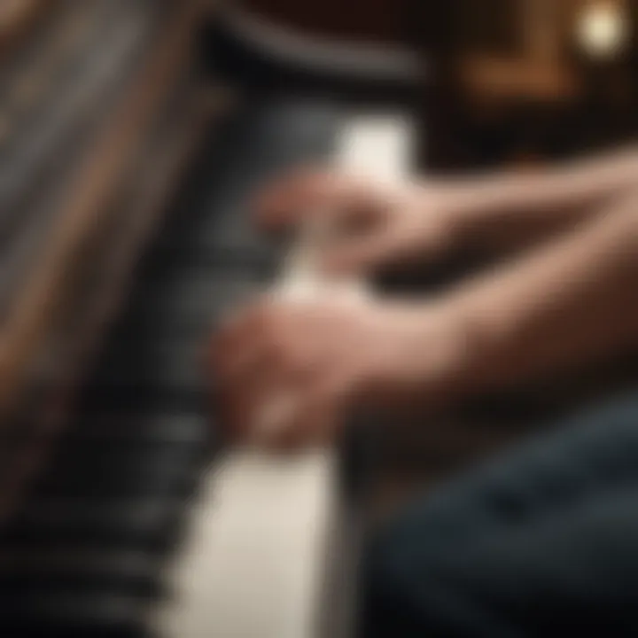 A close-up of a pianist's fingers on the keys playing Lean on Me