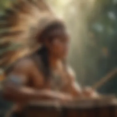 An indigenous drummer in a ceremonial setting