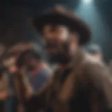A vibrant concert scene showcasing Gangstagrass performing live