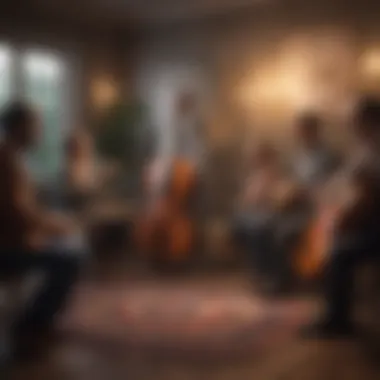 Collective Healing through Music Therapy A group therapy session where participants are engaged in musical activities