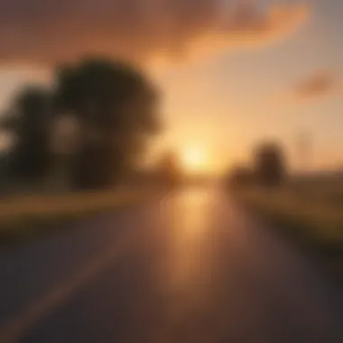 Journey Through Sound and Story A serene landscape of a country road during sunset, evoking the essence of storytelling in songs.