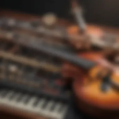 The Soundscape of Tradition An array of musical instruments commonly found in country music, illustrating its rich instrumentation.